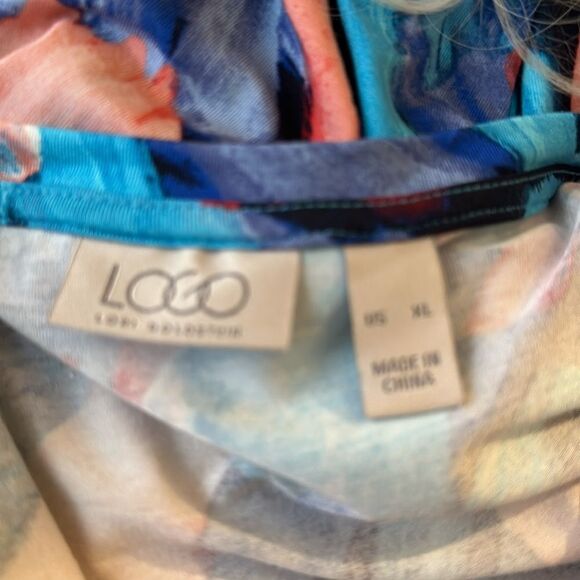 LOGO Lori Goldstein XL. Rayon Multicolor Scoop Neck Long Sleeve Tunic Top - Picture 10 of 11